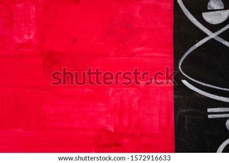 Funny abstract red composition and white lines hand drown on black background. Perfect for Christmas, parties and celebrations