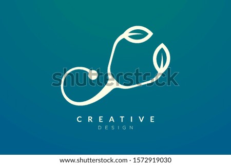 Leaf shape and stethoscope design combined. Modern minimalist and elegant vector illustration. Suitable for patterns, labels, brands, icons or logos