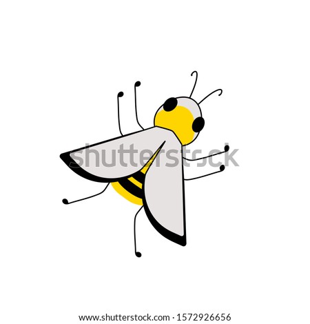Cute doodle bee. Vector hand drawn illustration . isolated on white background.