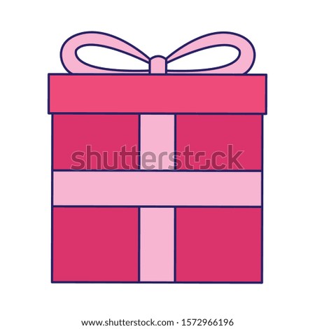 pink gift box icon over white background, vector illustration