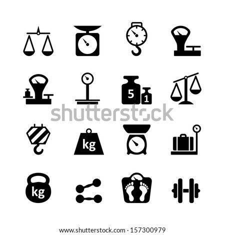 Web icon set - scales, weighing, weight, balance Royalty-Free Stock Photo #157300979