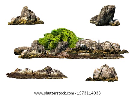 The trees. Mountain on the island and rocks.Isolated on White background Royalty-Free Stock Photo #1573114033
