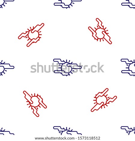 Blue and red Fog and sun icon isolated seamless pattern on white background.  Vector Illustration