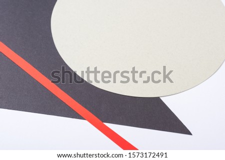 top view of paper strip, triangle and circle isolated in white 