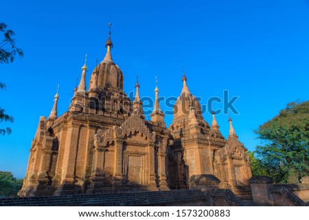 picture of ancient buddhist temple located inside the archeological park in Bagan, Myanmar