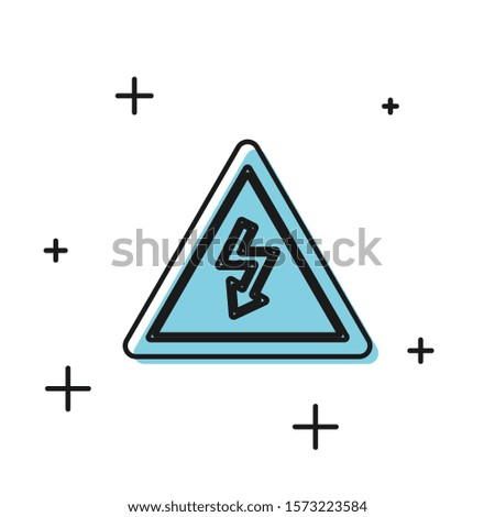 Black High voltage sign icon isolated on white background. Danger symbol. Arrow in triangle. Warning icon.  Vector Illustration