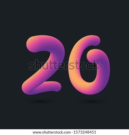 Number 20 twenty, 3D multi colour gradient digit icon vector template.
