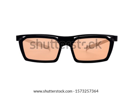 Plastic stereoscopic glasses isolated on white background.