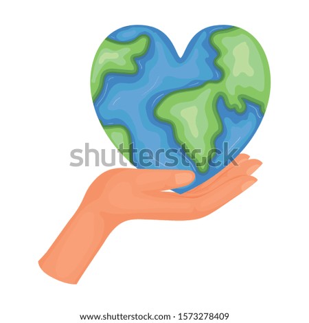 Planet heart design, Continent earth world globe ocean and universe theme Vector illustration