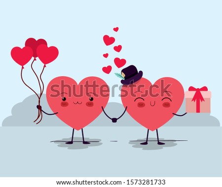 Heart cartoons design, Happy valentines day love passion romantic health wedding romance and decoration theme Vector illustration