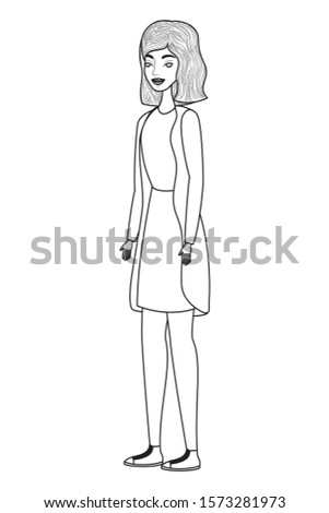 Cute woman cartoon drawing design, Girl female person people human and social media theme Vector illustration