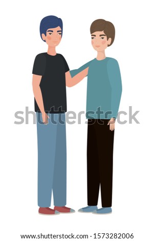 Cute men cartoons drawing design, Boys males person people human and social media theme Vector illustration