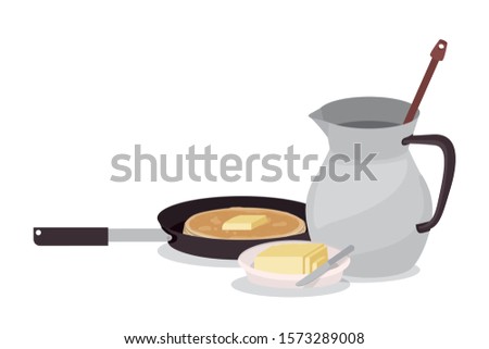 Breakfast pancake and butter design, Food meal fresh product natural market premium and cooking theme Vector illustration