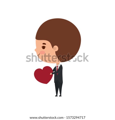 Man cartoon with suit and heart design, Boy male person people human social media and portrait theme Vector illustration