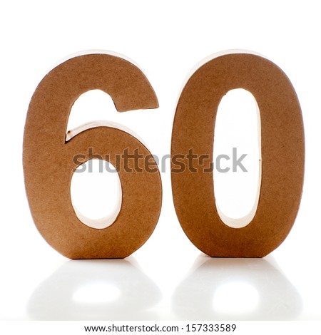 Number Sixty on a white background