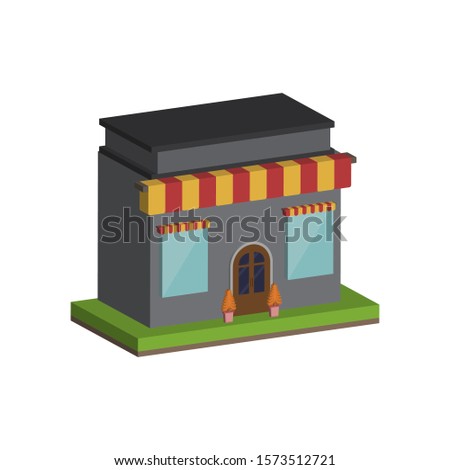 Shop or store isometric style. Building and business concept. Vector illustration. 