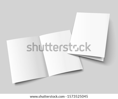 A4 brouchure mock up. A3 half-fold blank template design. Flyer with copy space. 3d vector illustration. Royalty-Free Stock Photo #1573525045