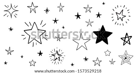 Set of hand drawn stars. Doodle star illustrations. Royalty-Free Stock Photo #1573529218