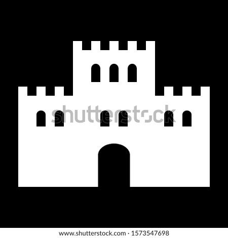 Castle icon on black background. Vector illustration.