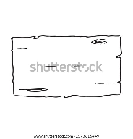 Vector illustration. Silhouette of wooden board isolated on white background. Hand drawn doodle clipart.