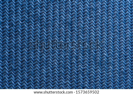 Blue Garment Fabric Texture. Close Up Fabric Background