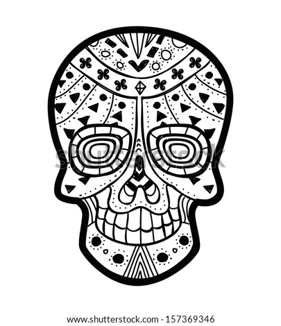 Black and white decorative skull