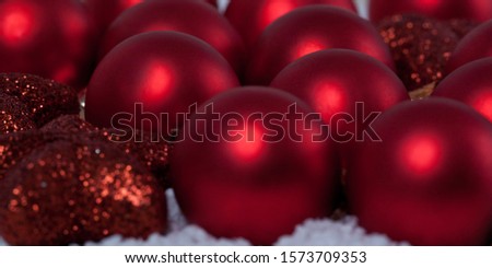 red bright balls and stars for festive christmas tree decoration
