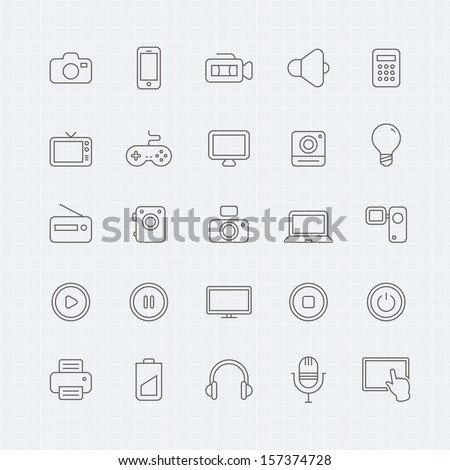 device and multimedia vector thin line symbol icon  Royalty-Free Stock Photo #157374728