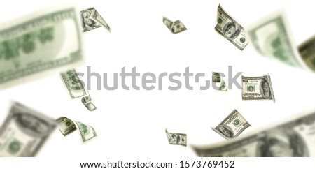Hundred dollar bill, Falling money isolated background American cash