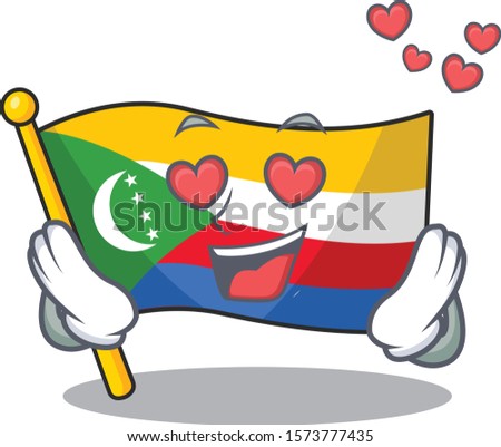 falling In love Happy cute flag comoros cartoon design