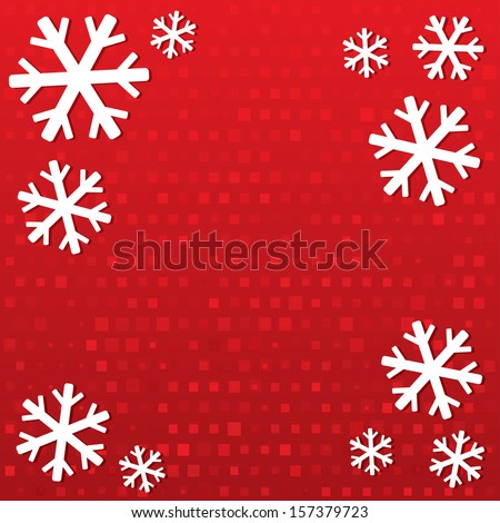 Merry Christmas background with snowflakes. Empty background for your text. Christmas paper snowflake. Flat icon with shadow.