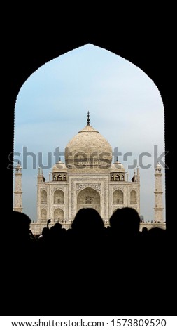 This is a picture taken at the entrance to the Taj Mahal.