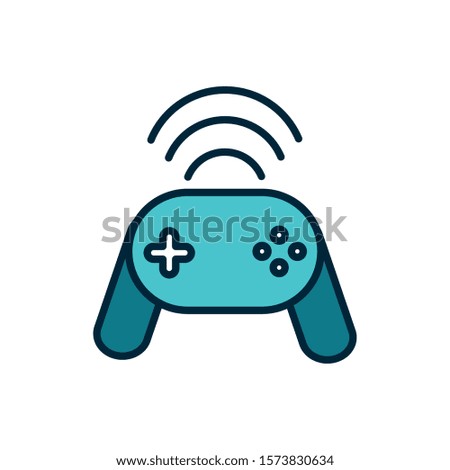 video game controller wifi internet of things line and fill icon n vector illustration