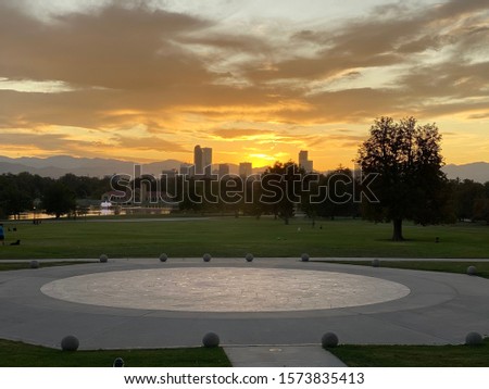 Mile High sunset from Denver City Park