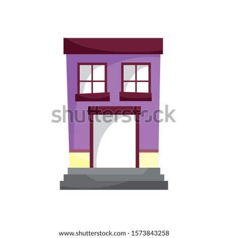 house facade architecture cartoon shadow icon vector illustration