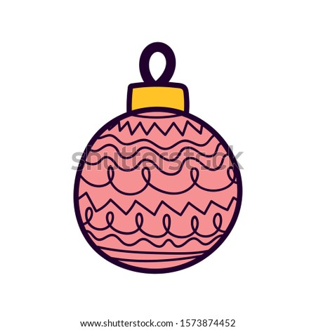 merry christmas celebration decorative ball vector illustration