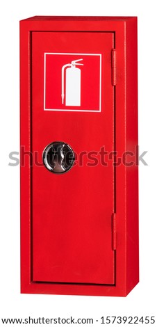 Industrial fire equipment cabinet in white background