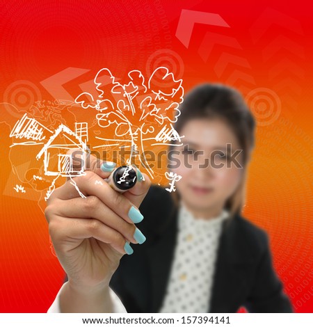 Business concept from business woman on attractive background.