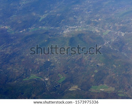 Aerial shot  of Maryland, seen from an airplane window.
