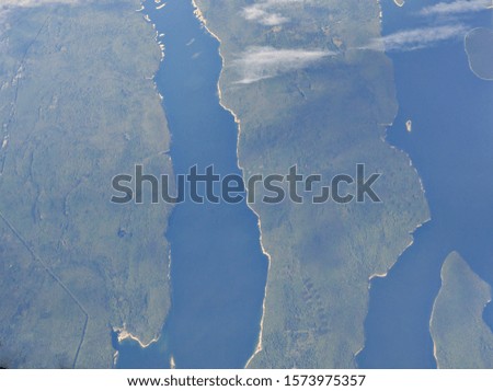 Aerial view of the east coast area of the US, seen from an airplane window