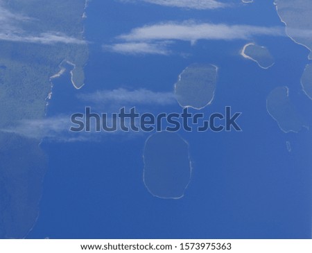 Islets dotting the east coast area of the US, seen from an airplane window