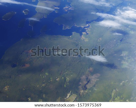 Scenic aerial view of the coastline of the East Coast in America.