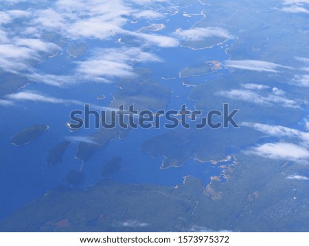 Aerial view of islands and islets dotting the East Coast, US.