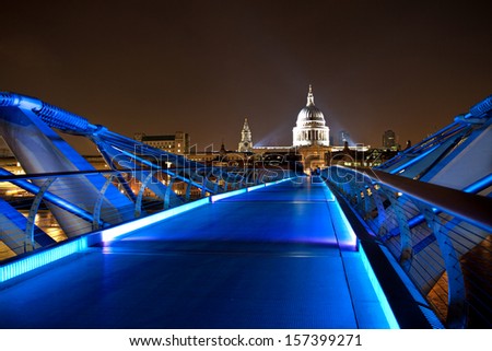  St. Paul's Cathedral From the Millennium Bridge at night