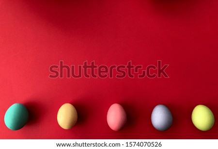 Easter card template on red background Royalty-Free Stock Photo #1574070526
