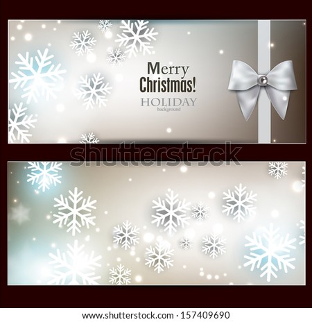 Holiday banners with ribbons. Vector background