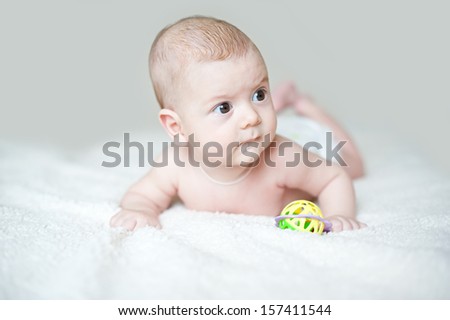 Beautiful little baby on white background