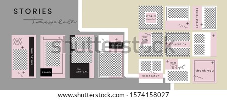 Editable social media templates, story collections and post frame templates, layout design, Mockups for marketing promotions, covers, banners, backgrounds, square puzzles, vector elements