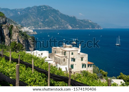 Costiera Amalfitana, Salerno, Campania, Southern Italy: the coast at summer (July). Conca dei Marini