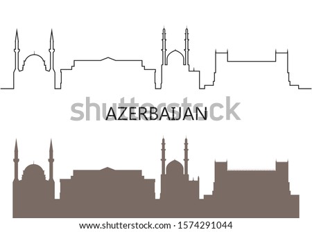 Azerbaijan logo. Isolated Azerbaijani architecture on white background